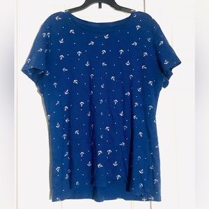IZOD Royal Blue T-Shirt with Sliver Anchors Pattern